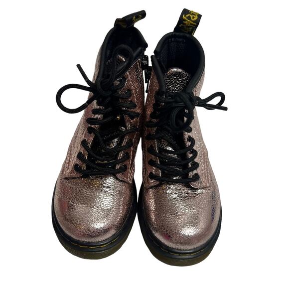 Dr. Doc Martens Airwair TODDLER 1460 CRINKLE METALLIC LACE UP BOOTS - Picture 4 of 6